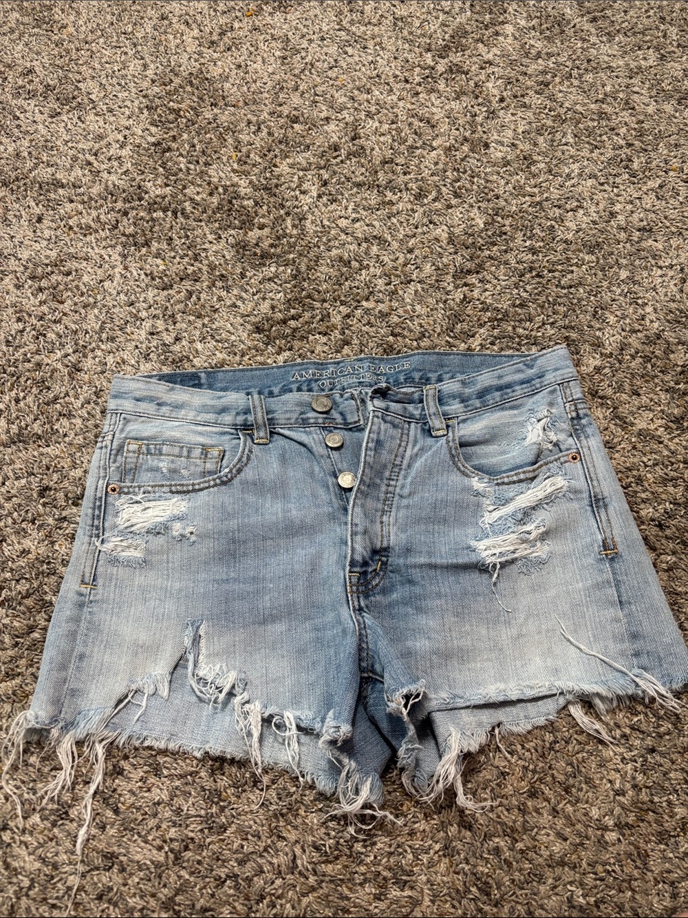 American Eagle Outfitters Light Wash Distressed Denim Shorts - Women